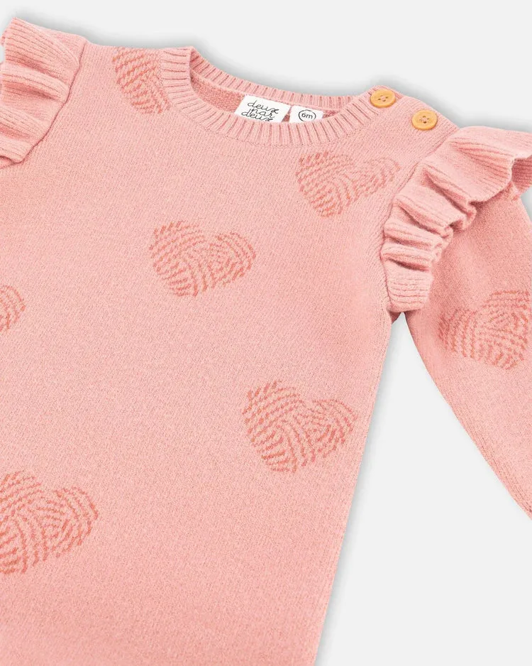 DPD Knitted Heart One-Piece in Pink