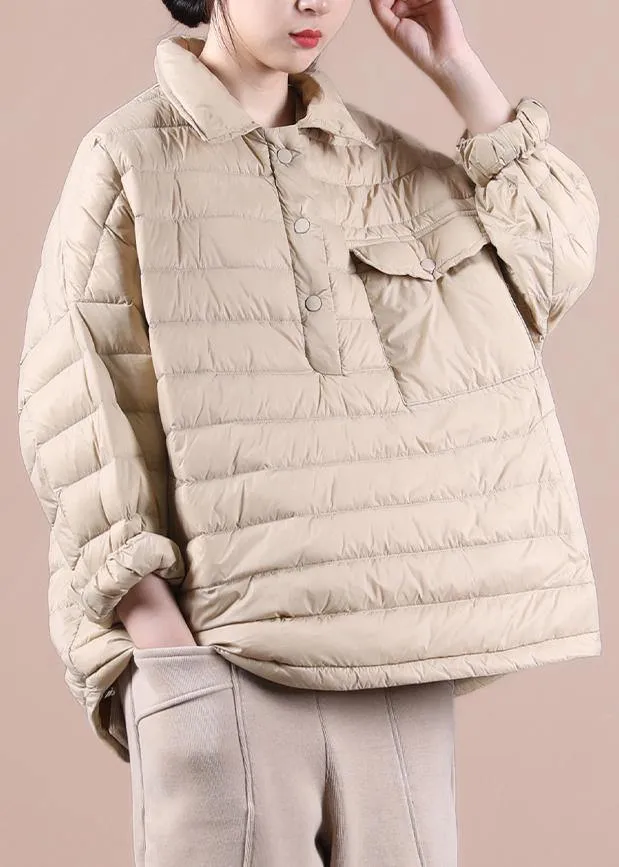 Elegant plus size down jacket overcoat red lapel pockets goose Down coat