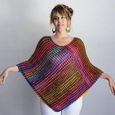 Eyelet Poncho Pattern - Uneek Worsted