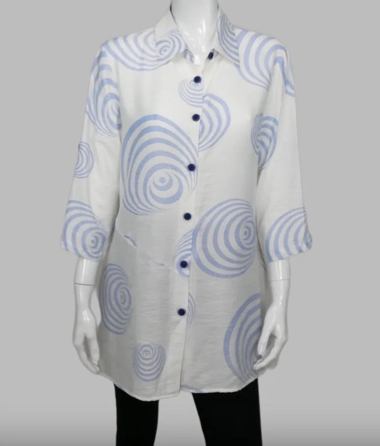 Fantastic Swirl Design 3/4 Sleeve Tunic Shirt