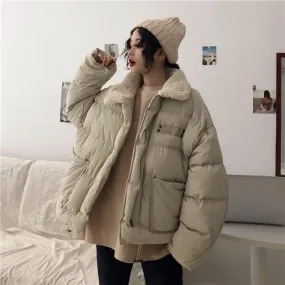 Faux Fur Collar Warm Puff Quilted Outwear Jacket