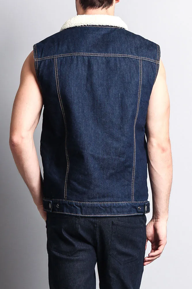 Faux Shearling Denim Vest