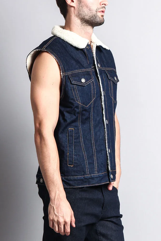 Faux Shearling Denim Vest