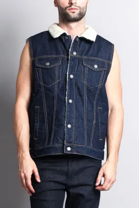 Faux Shearling Denim Vest