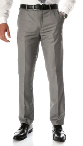 Ferrecci Men's Halo Grey Slim Fit Flat-Front Dress Pants