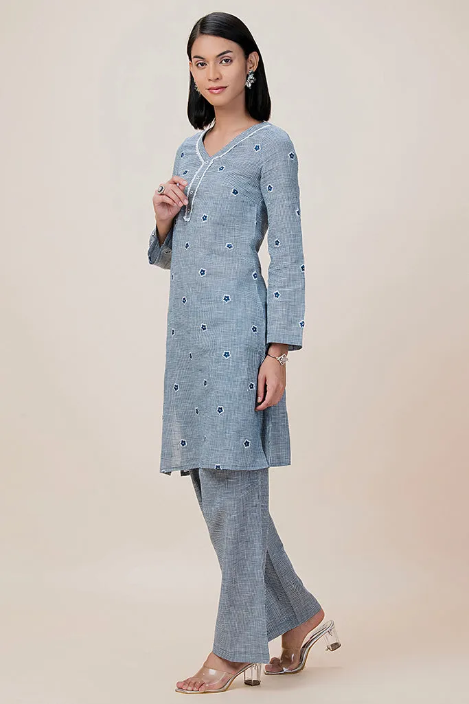 Floral Emb Cotton Kurta Set