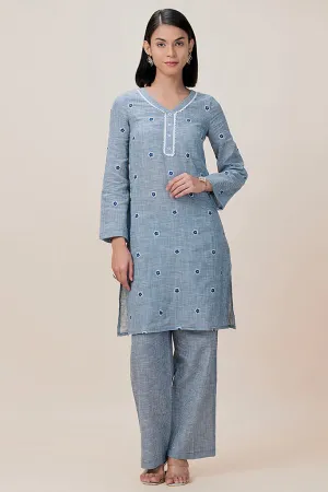 Floral Emb Cotton Kurta Set