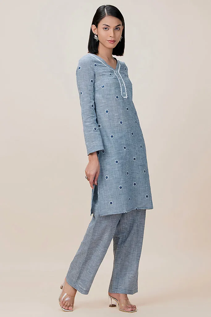 Floral Emb Cotton Kurta Set