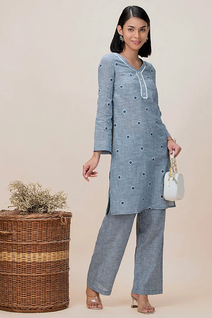 Floral Emb Cotton Kurta Set