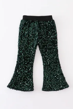 Forest Green Sequin Bell Pants