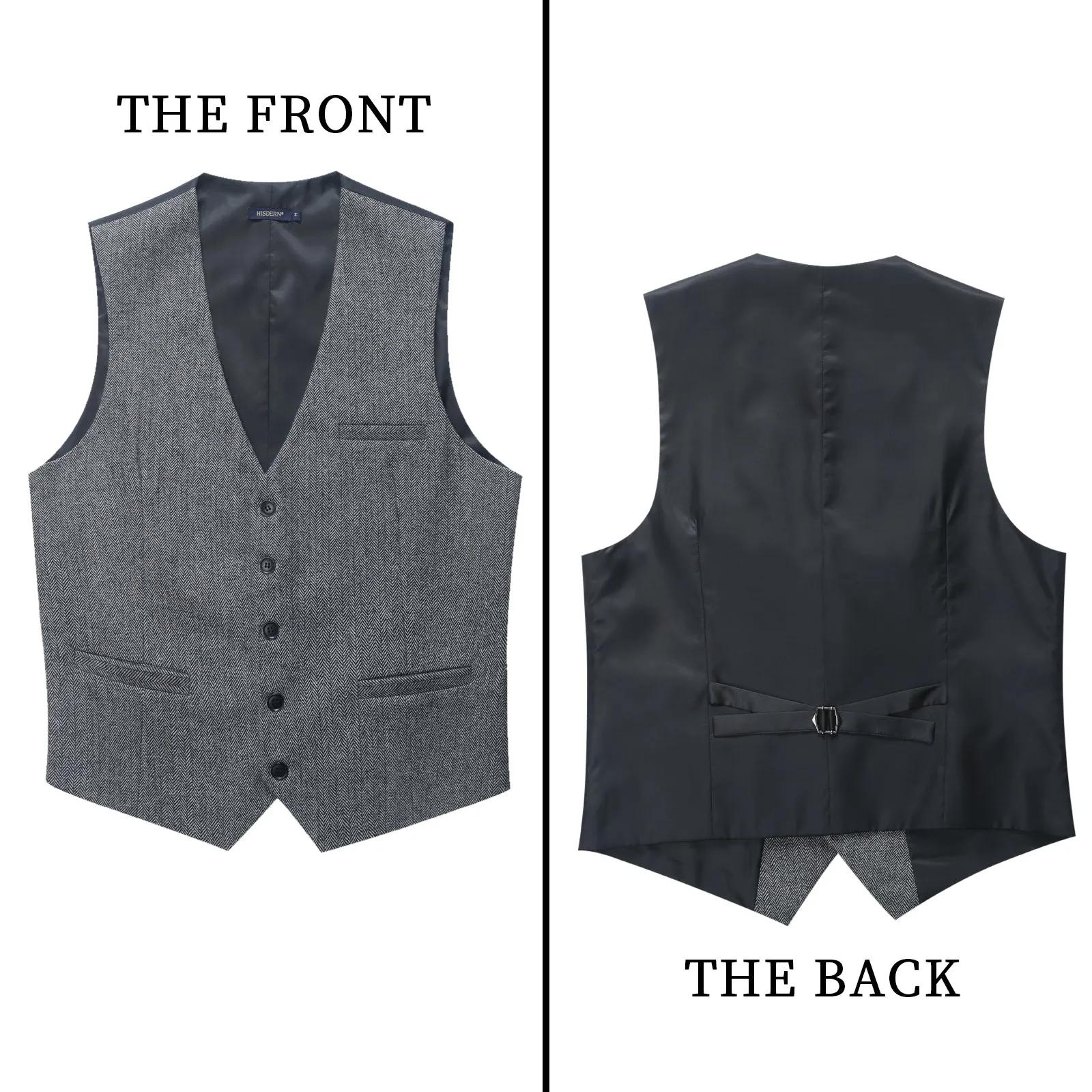 Formal Suit Vest - A-GREY-SMOOTH BACK