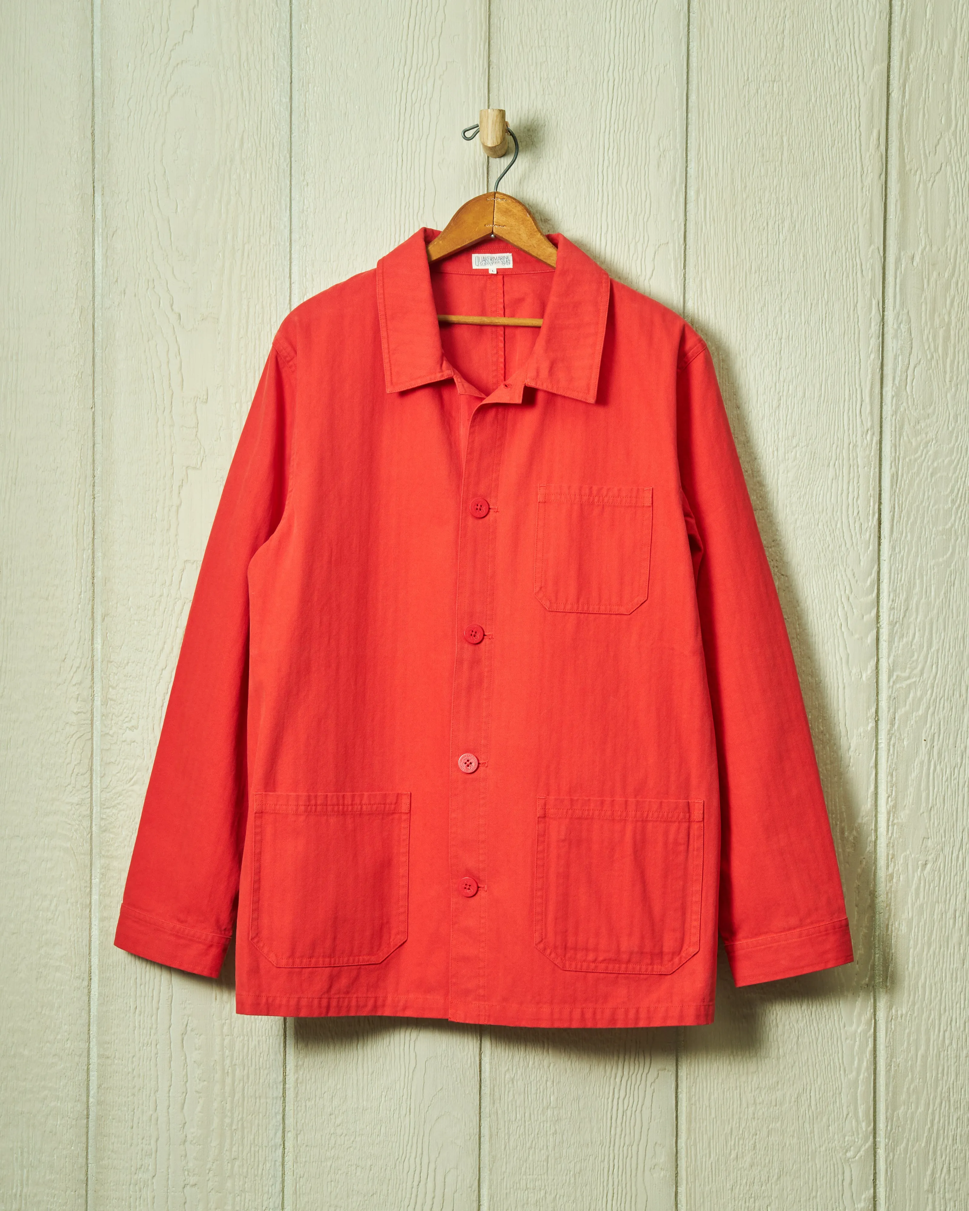 French Workman’s Jacket in Nautical Red Herringbone