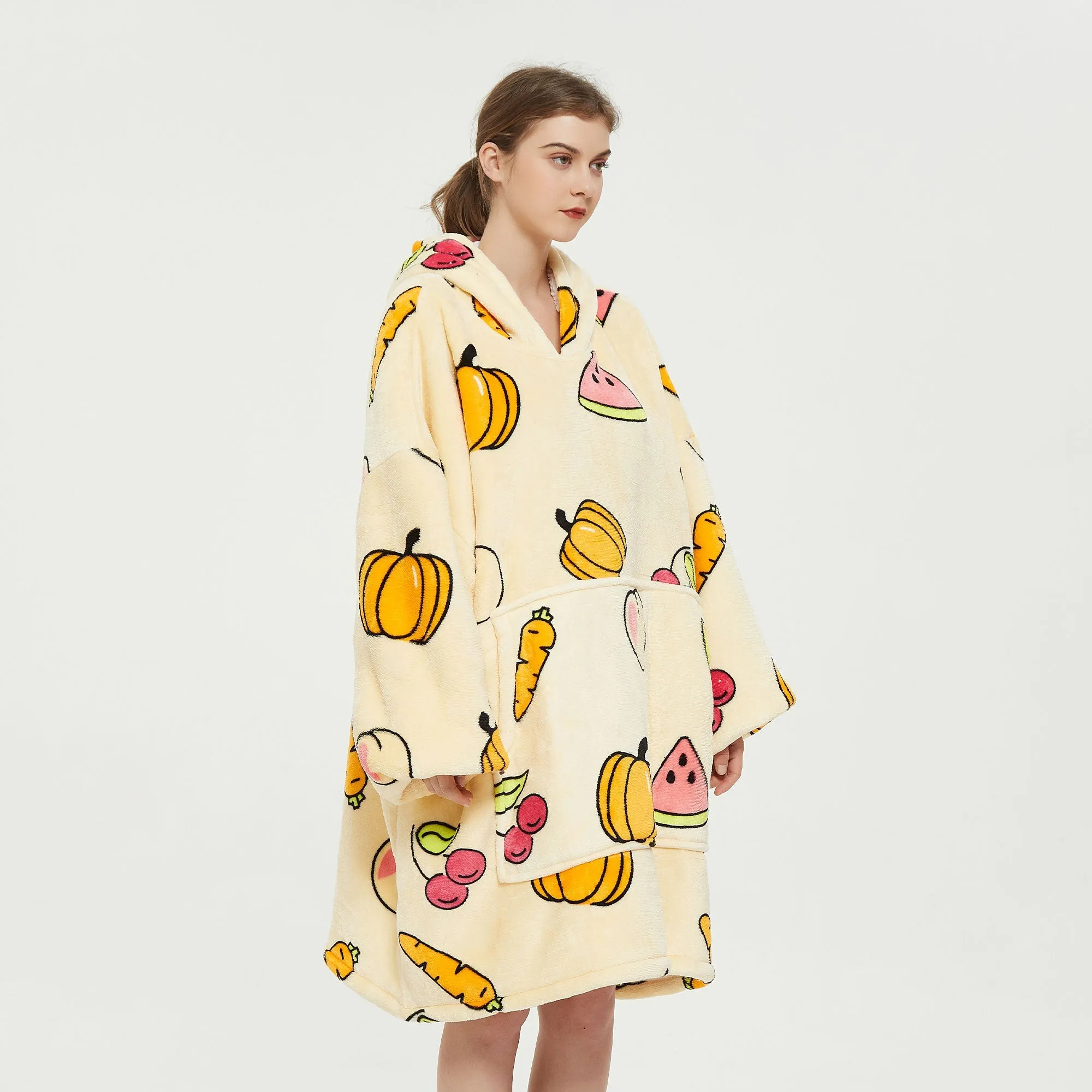 Fruits Cream Hoodie Blanket