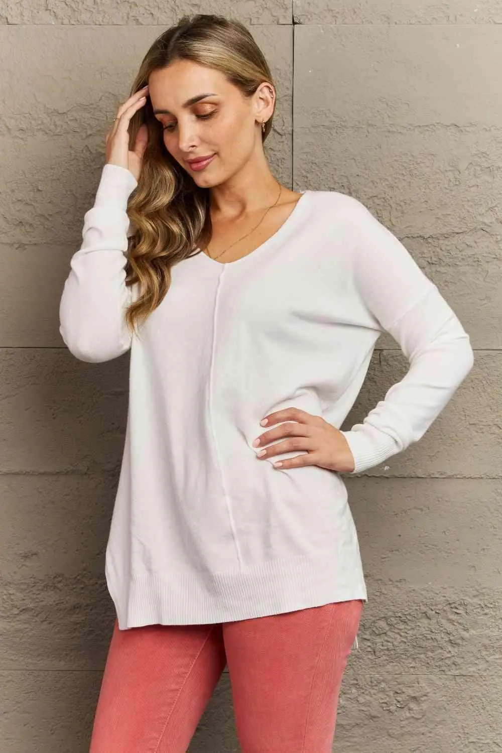 Full Size Center Seam Tunic Sweater