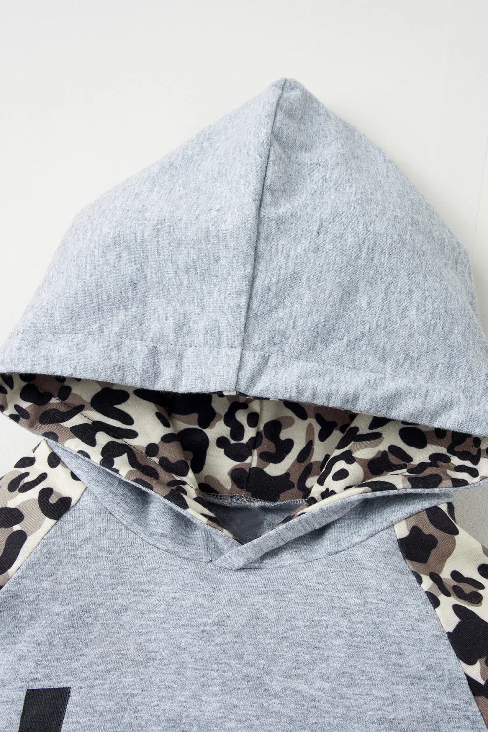 Girls Cheetah Leopard Pattern Contrast Hooded Jumpsuit