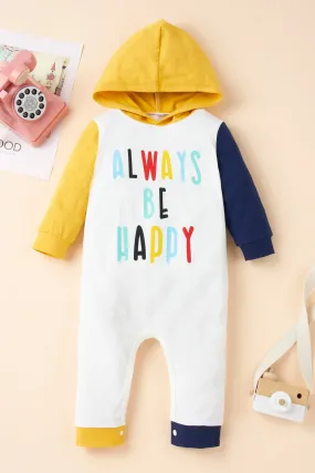 Girls Letter Print Contrast Hooded Jumpsuit