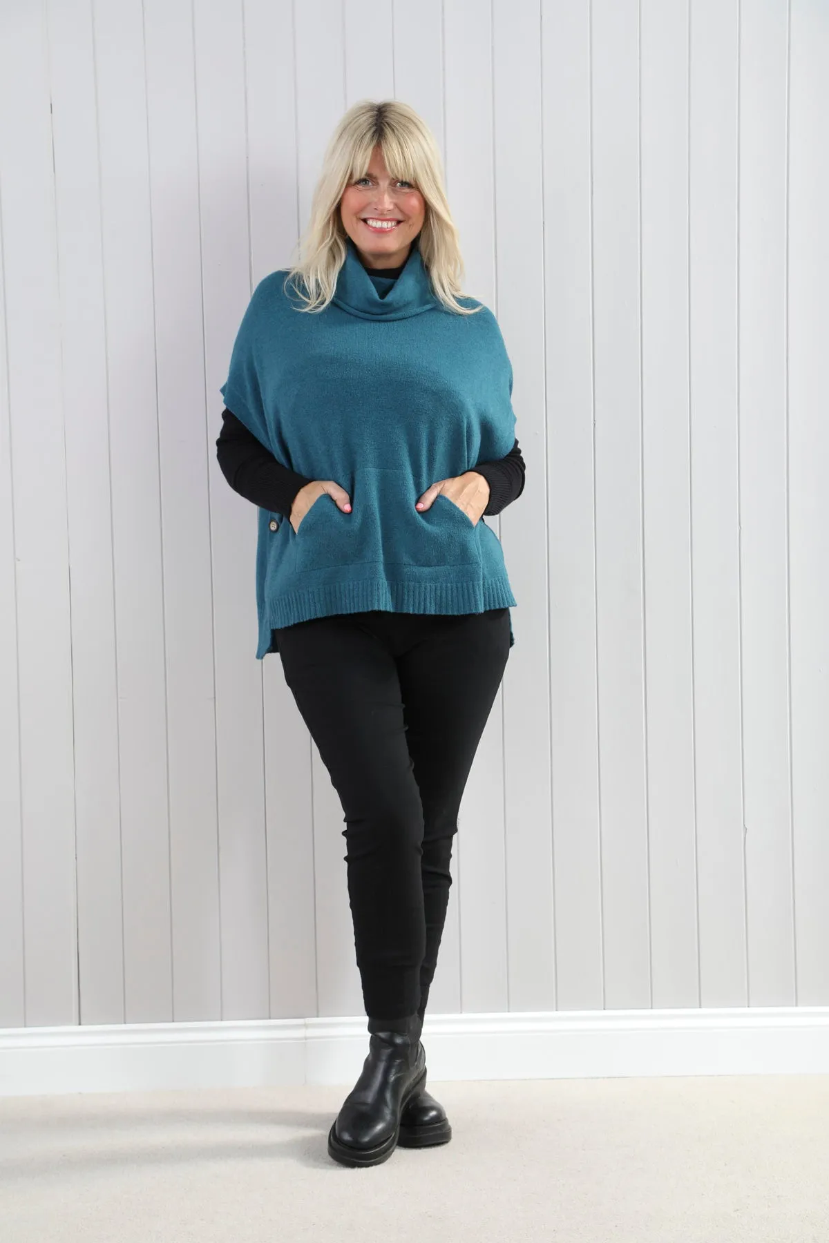 Goose 4626 Cowl Neck Button Side Tunic Style Top (3 Colours)