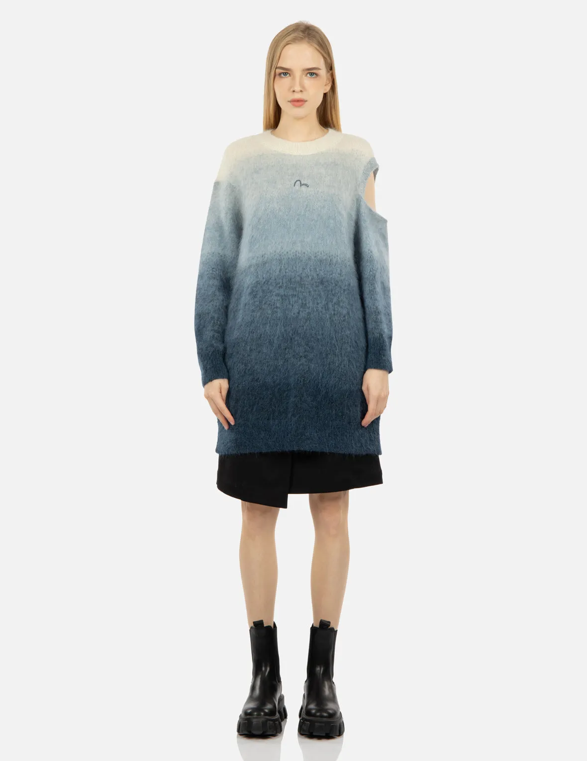 Gradient Asymmetric Knit Dress