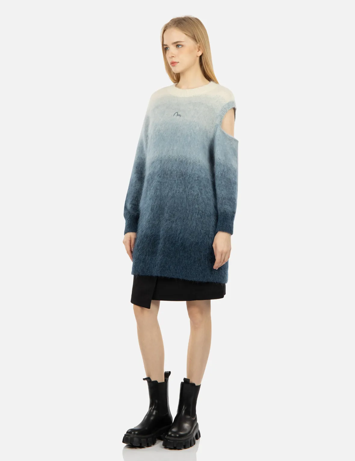 Gradient Asymmetric Knit Dress