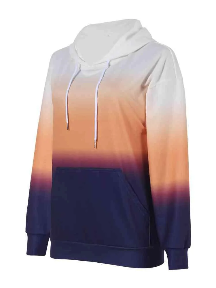 Gradient Drawstring Long Sleeve Hoodie