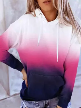 Gradient Drawstring Long Sleeve Hoodie