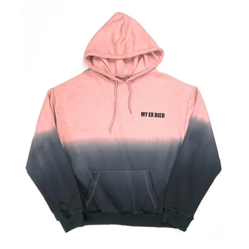 Gradient Pastel Colors Letter Embroidery Oversized Hoodie