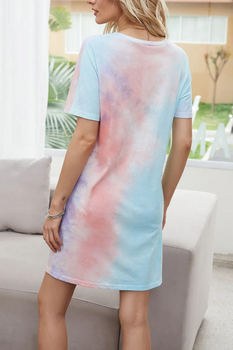 Gradient Scoop Tie-dyed Tee Dress