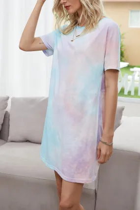 Gradient Scoop Tie-dyed Tee Dress