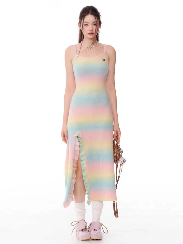 Gradient suspender knit dress【s0000010180】