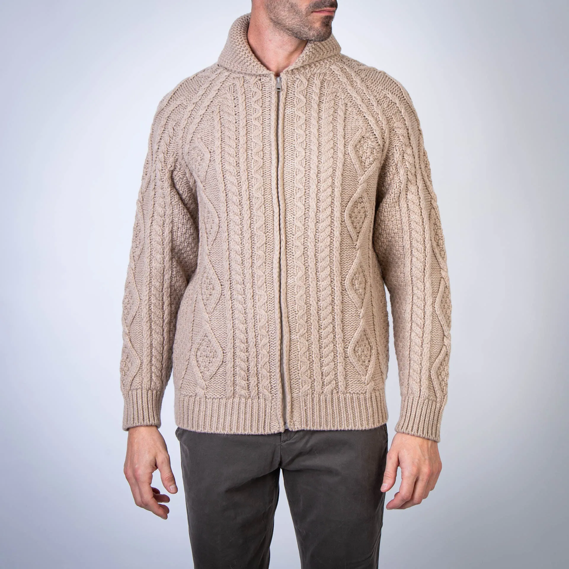 GRP FIRENZE SWEATER STEVE ZIP JACKET BEIGE