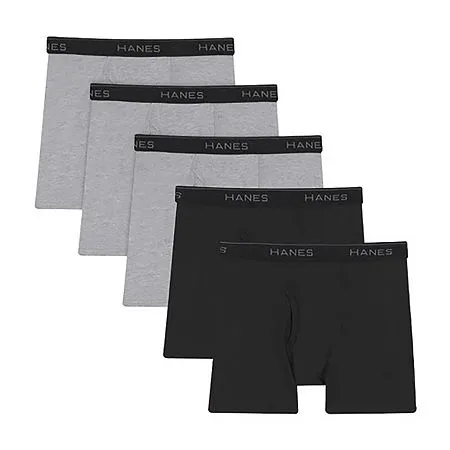 Hanes Big Boys Ultimate Cotton Blend Boxer Briefs, Pack of 4 - Black, Gray