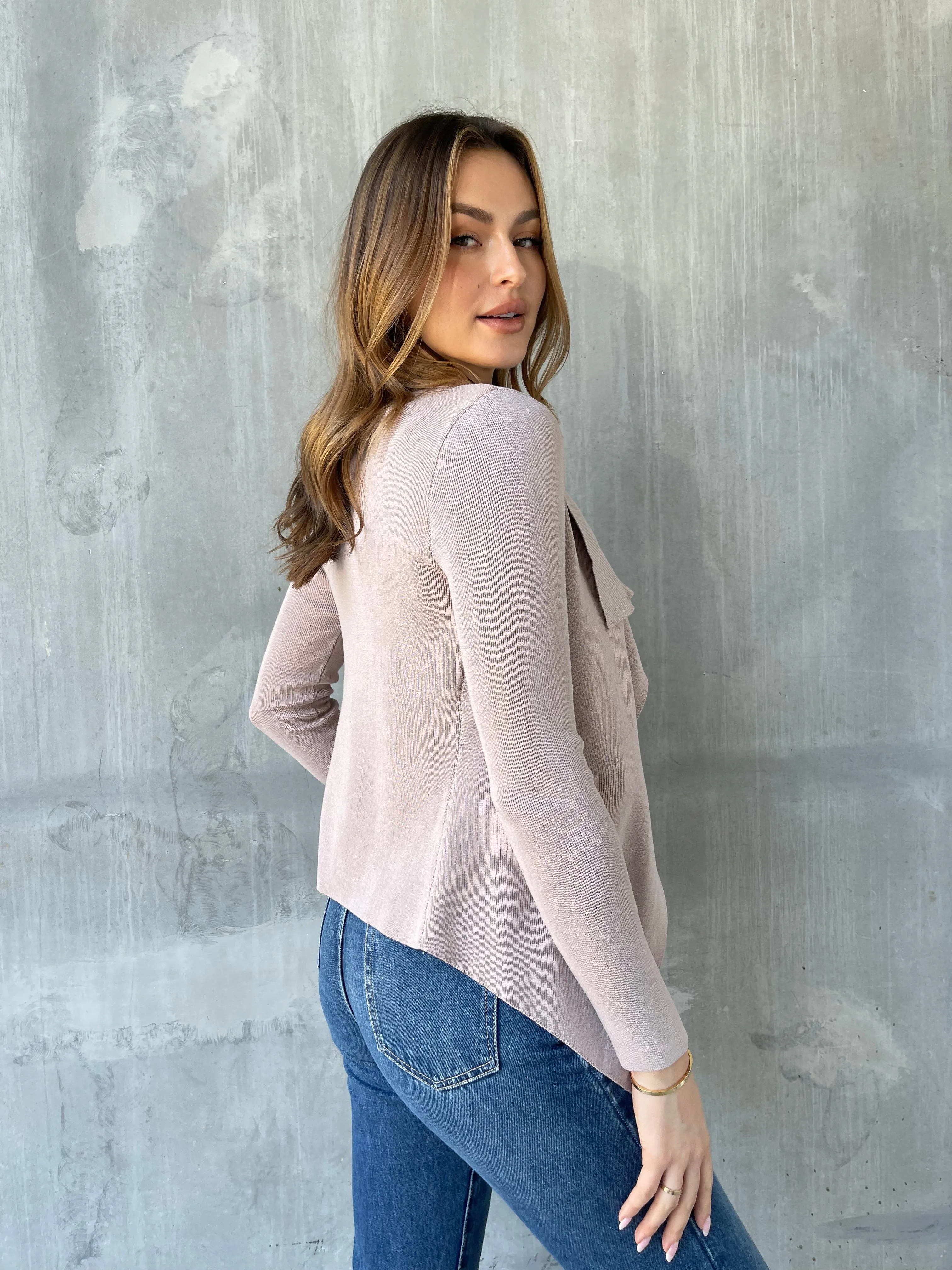 Heidi Blush Waterfall Short Cardigan