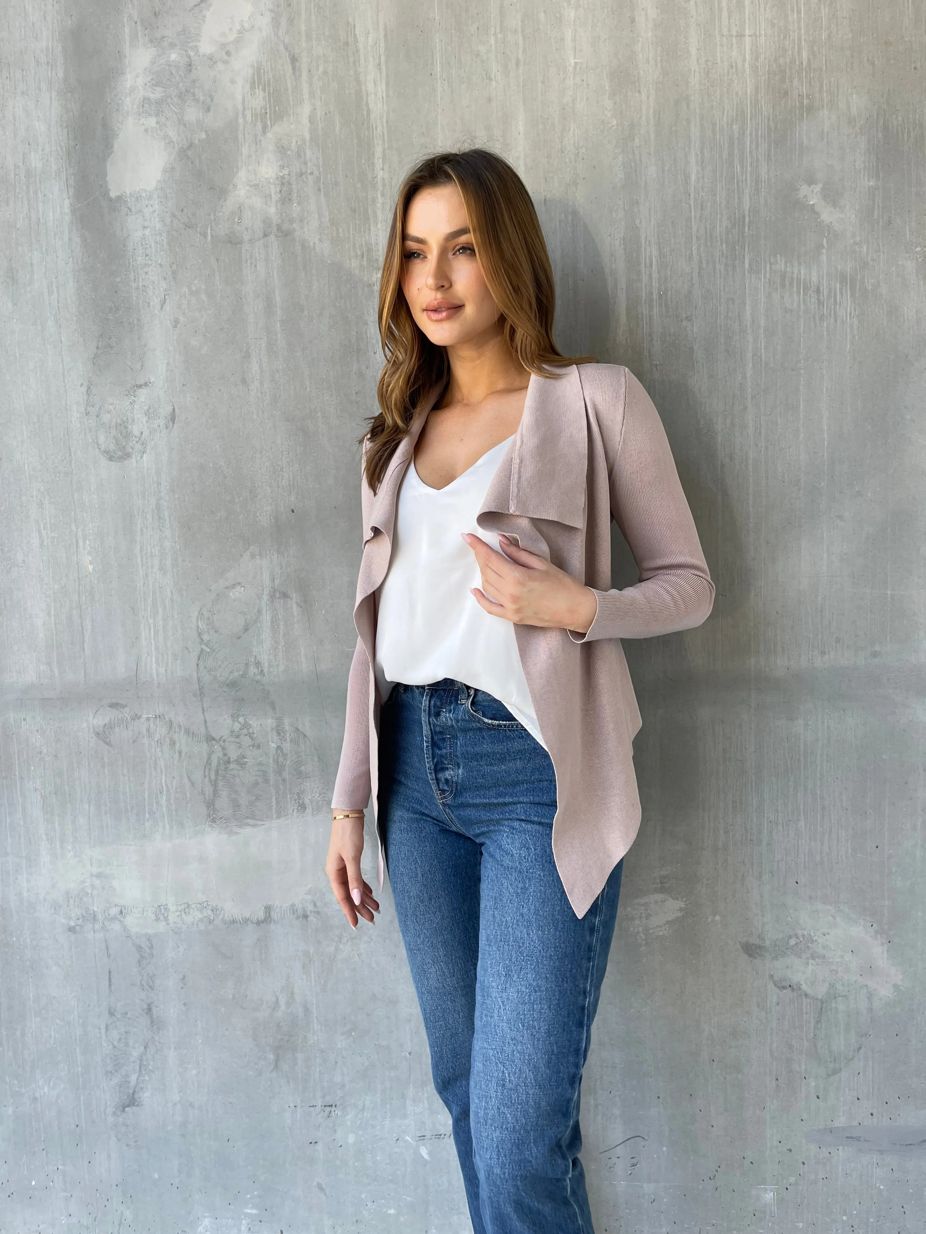 Heidi Blush Waterfall Short Cardigan