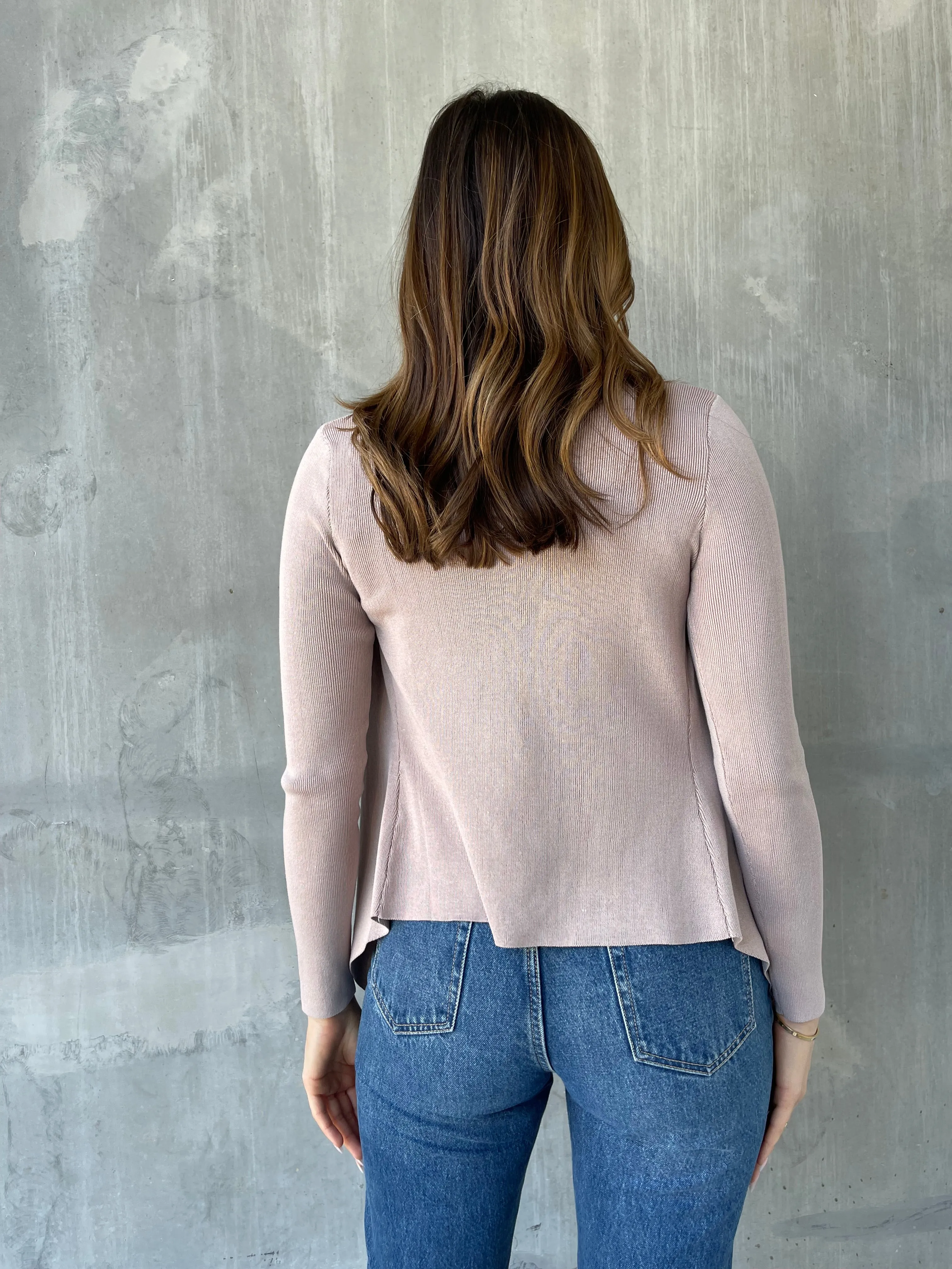 Heidi Blush Waterfall Short Cardigan