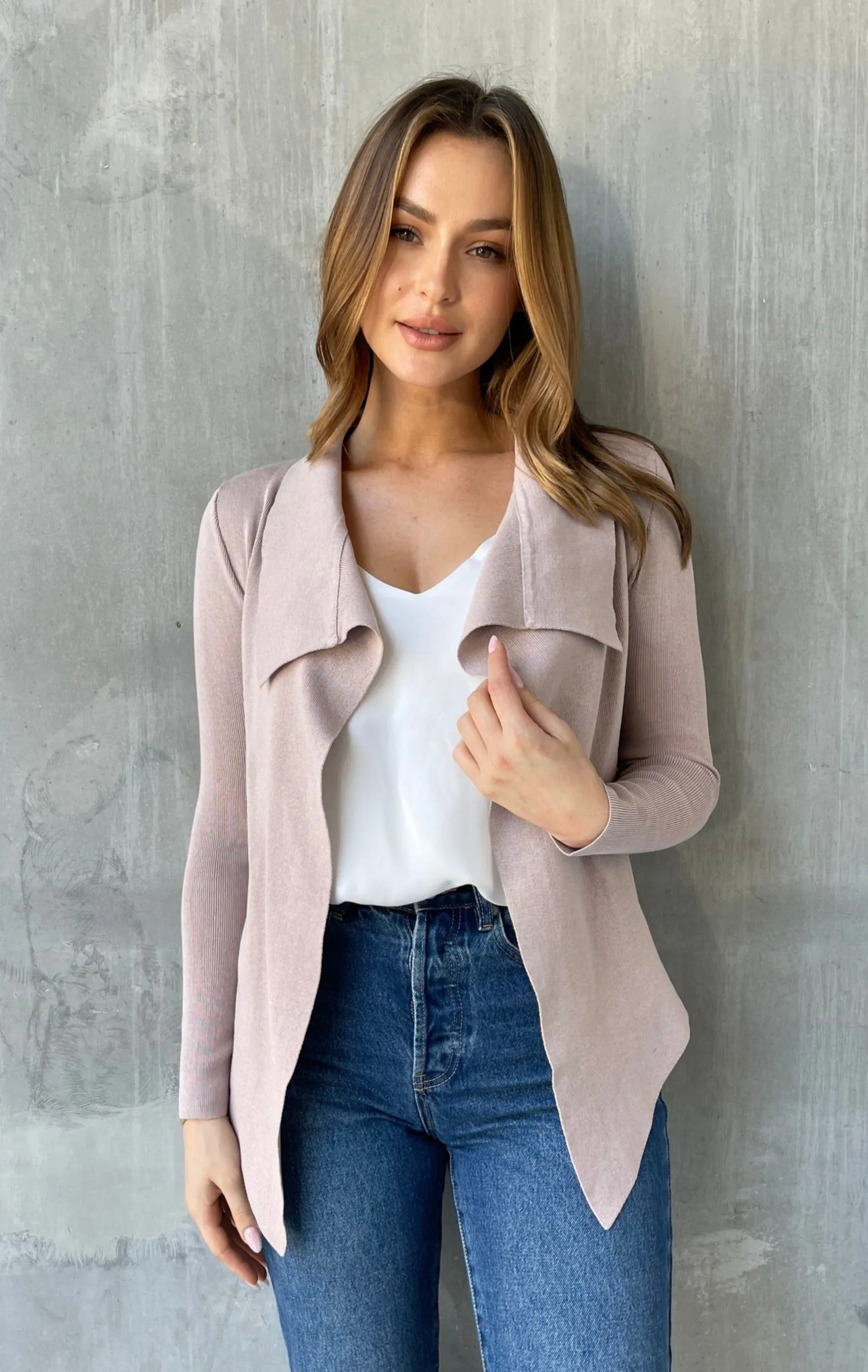 Heidi Blush Waterfall Short Cardigan