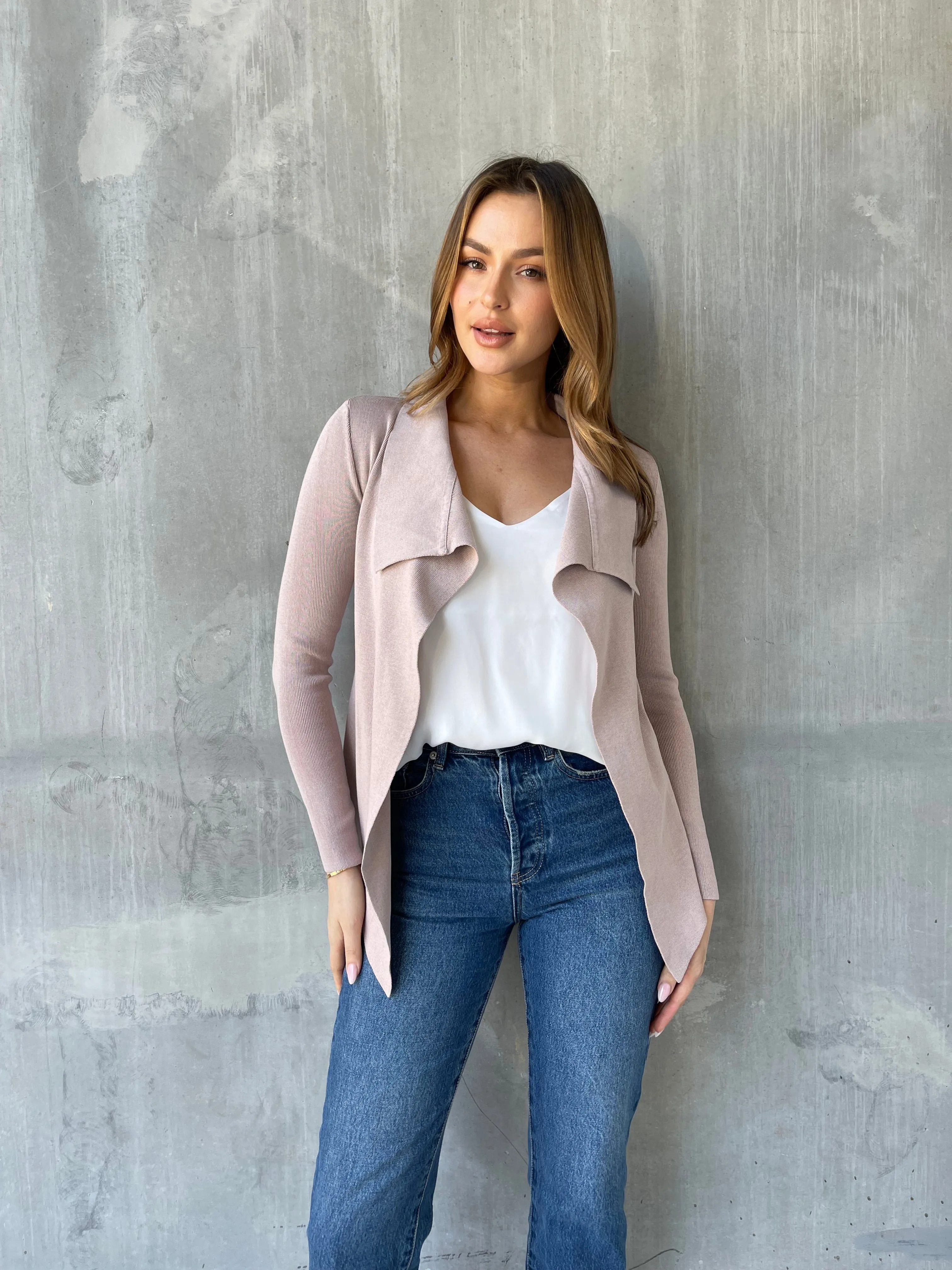 Heidi Blush Waterfall Short Cardigan