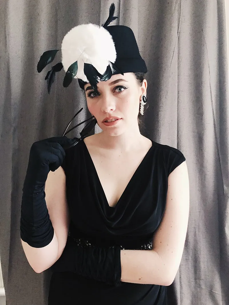 Holly Golightly Feather Hat Complete Costume Set (Rental)