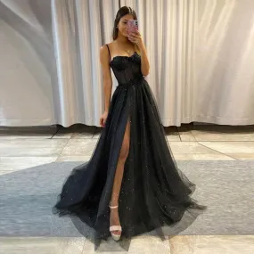 IKEARLAX  European and American Foreign Trade   Wish Sexy New Long Elegant Sexy Black Bottoming Dress