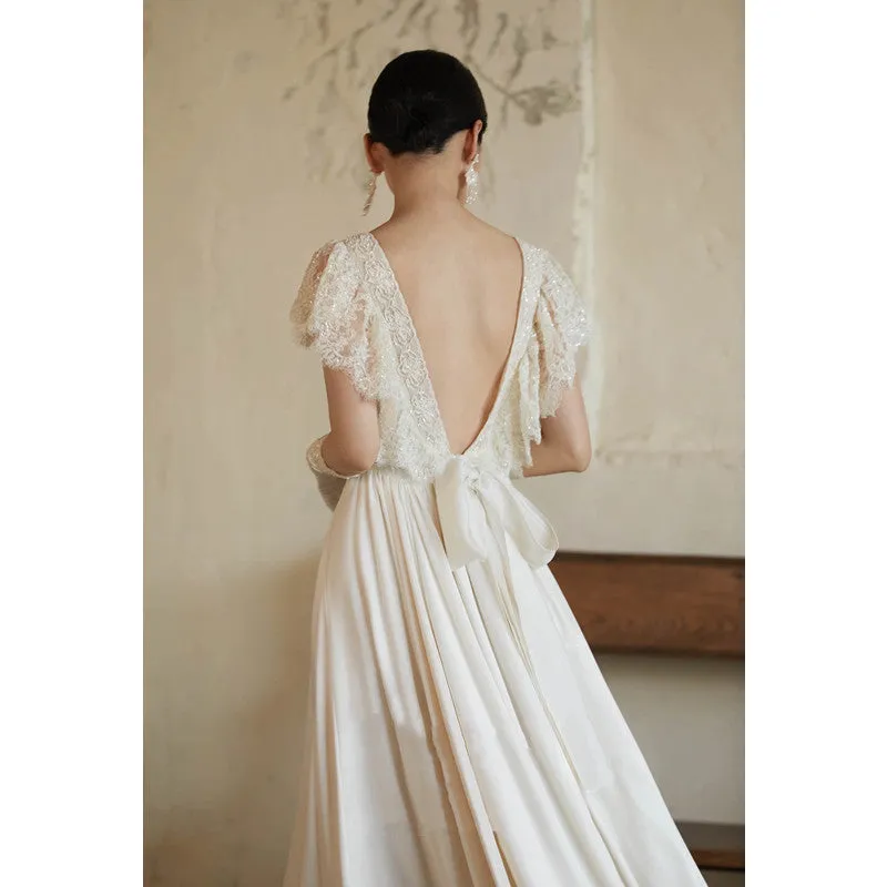 IKEARLAX  Light Wedding Dress Retro Simple Trip Shoot White Slimming  New Style Trailing Bridal Wedding Wedding Welcome Yarn