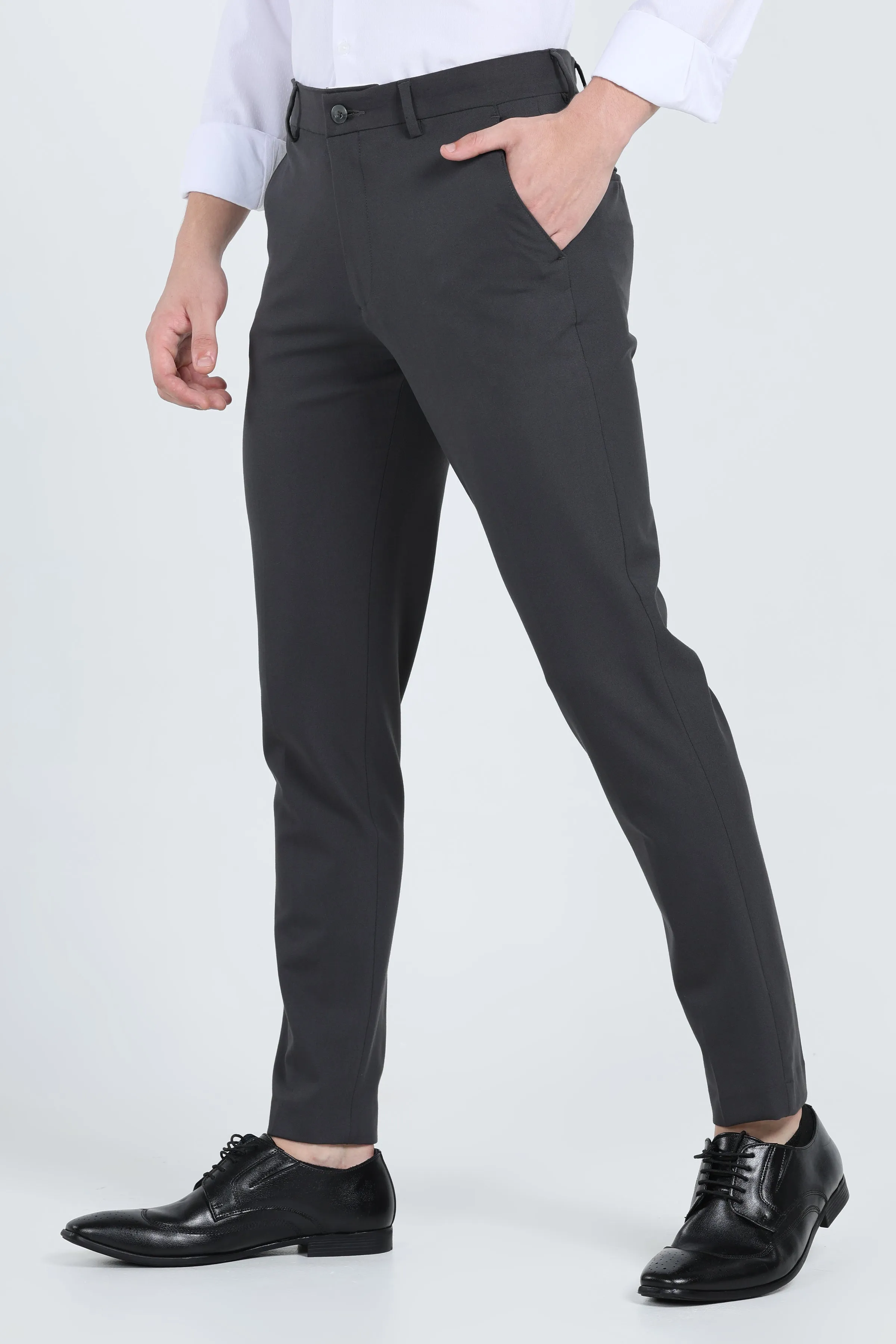 Ivyn Elegant Charcoal Slim-Fit Formal Trousers