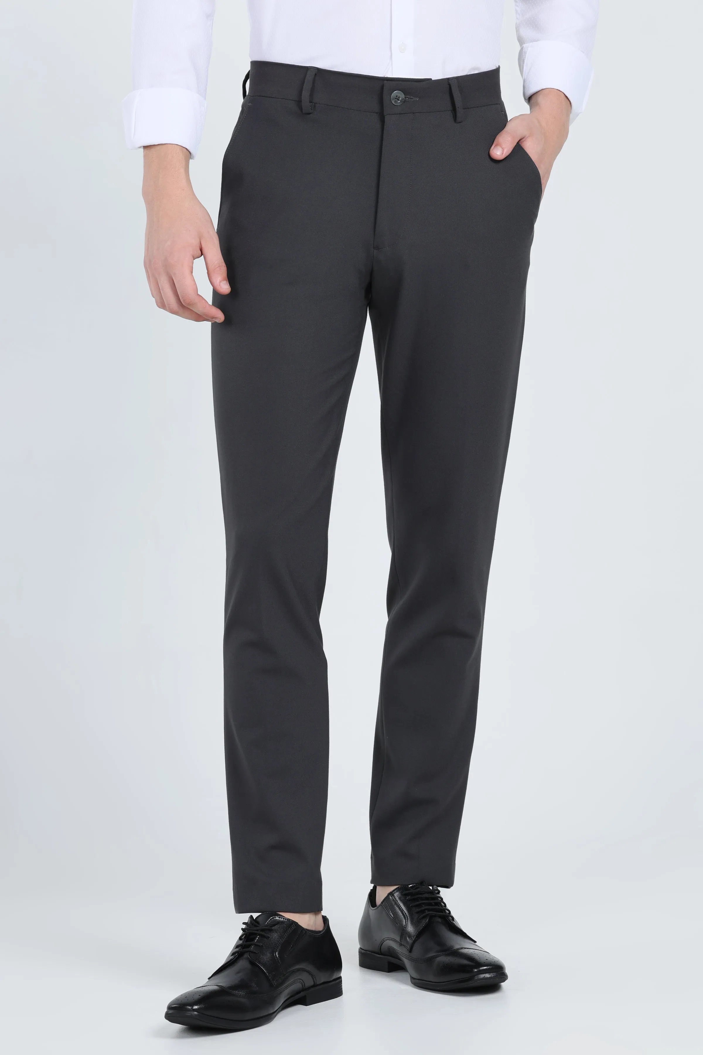 Ivyn Elegant Charcoal Slim-Fit Formal Trousers