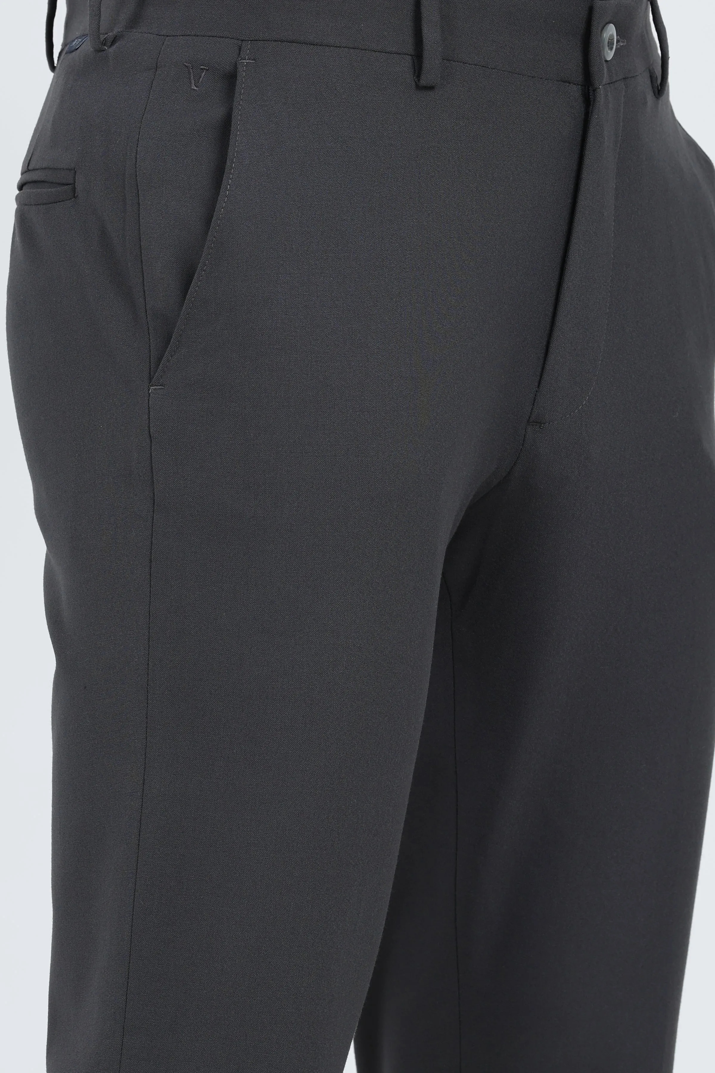 Ivyn Elegant Charcoal Slim-Fit Formal Trousers