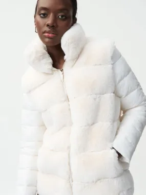 Joseph Ribkoff T Winter White Faux Fur Padded Coat 224909 1761