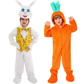 Kids Children White Rabbit Bunny Carrot Party Cosplay Halloween Easter Costume