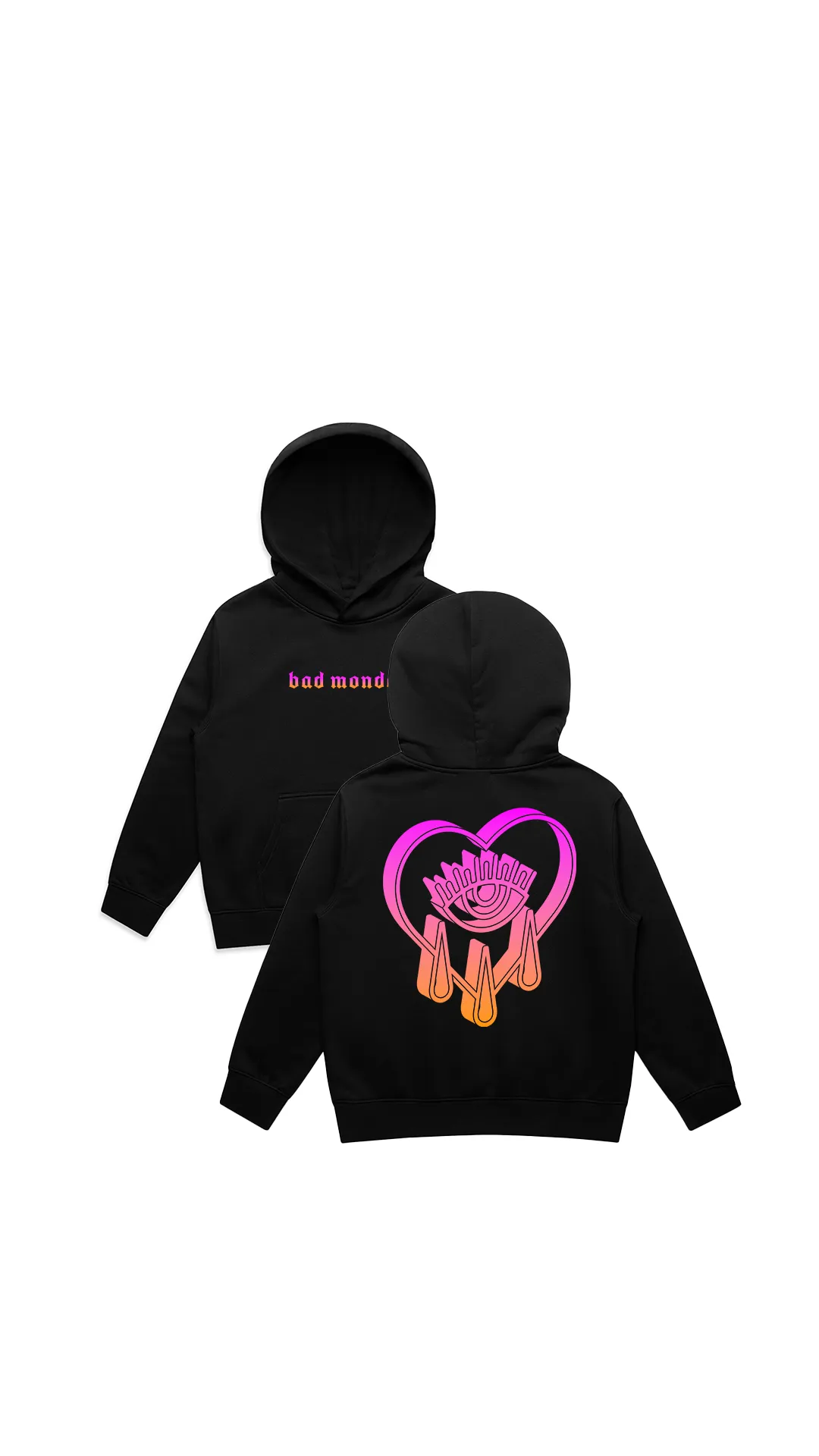 Kids Gradient Crying Heart Hoodie Pink