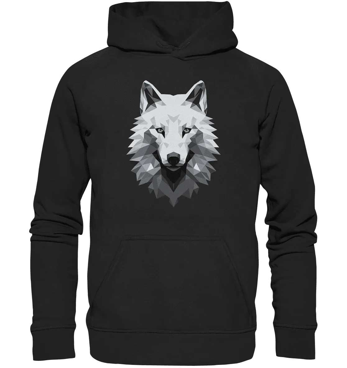 Kinder Hoodie mit Wolfmotiv "Polygon Weißer Wolf"