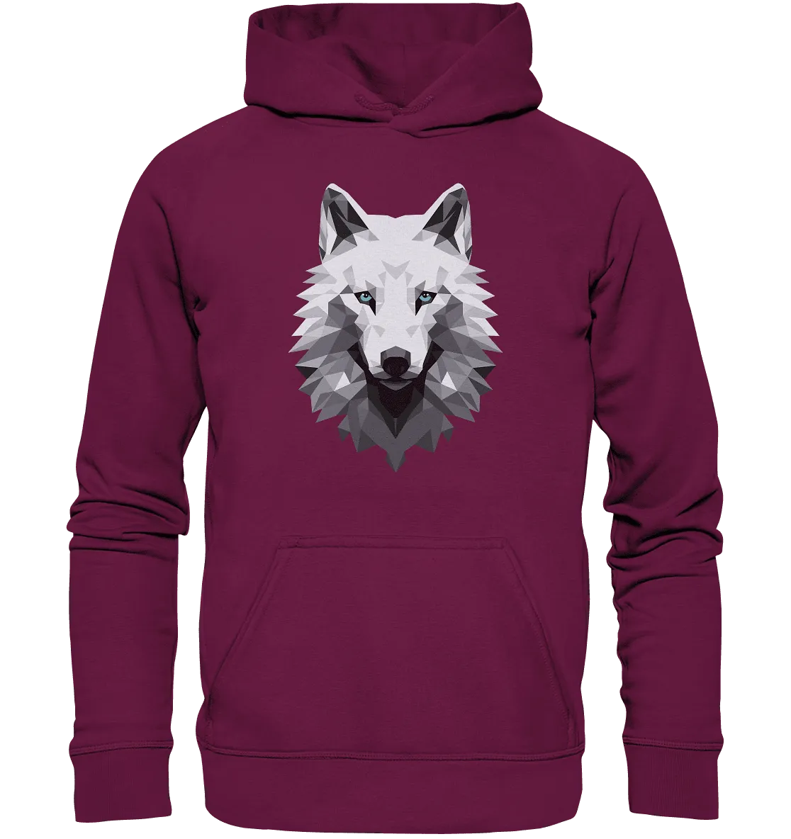 Kinder Hoodie mit Wolfmotiv "Polygon Weißer Wolf"