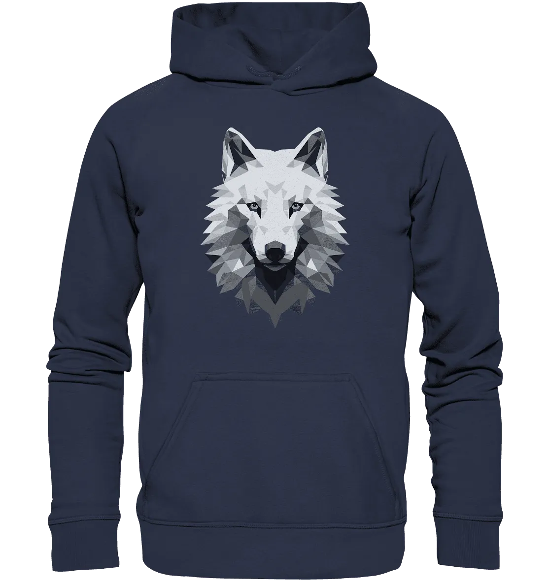 Kinder Hoodie mit Wolfmotiv "Polygon Weißer Wolf"