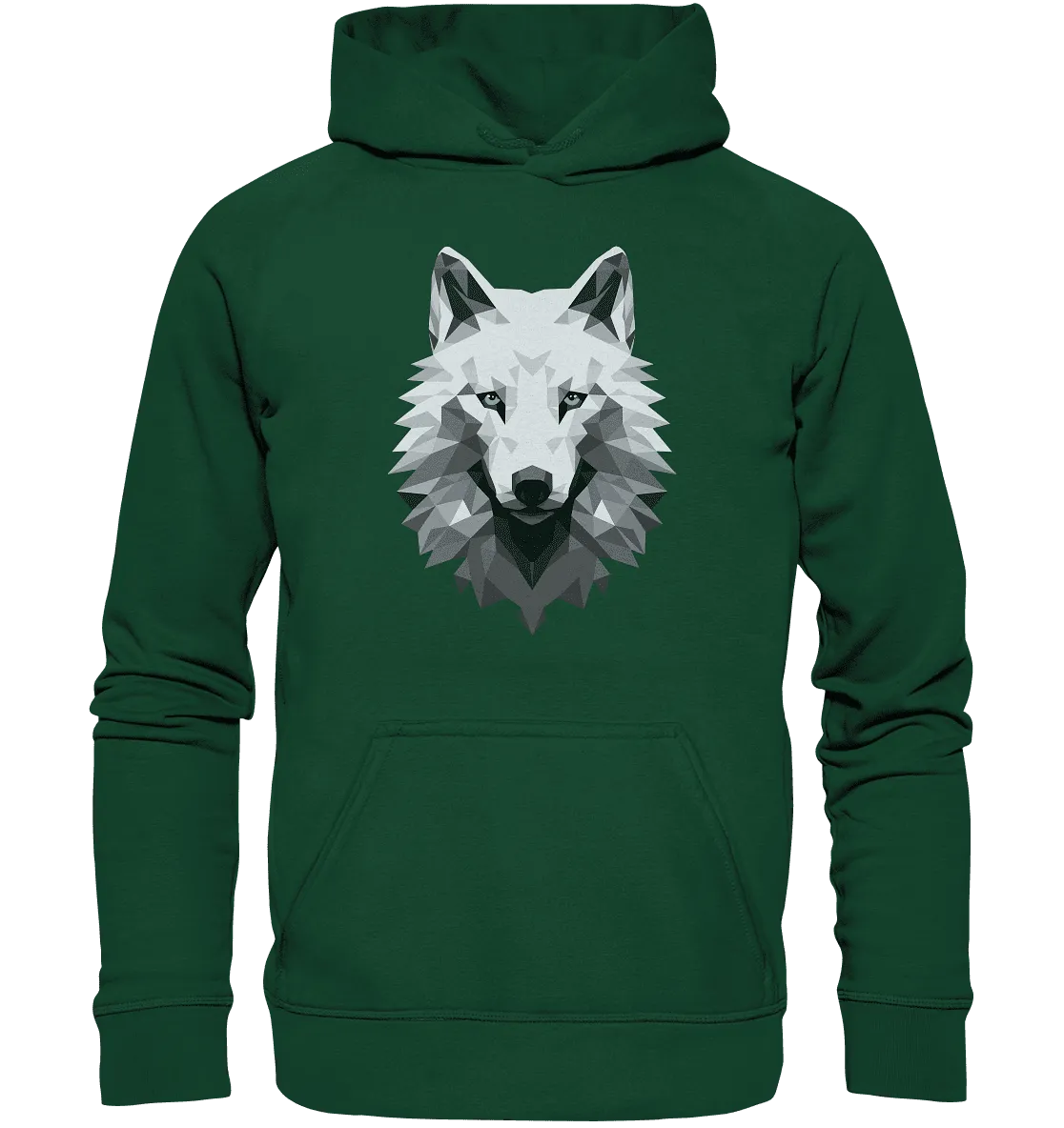 Kinder Hoodie mit Wolfmotiv "Polygon Weißer Wolf"