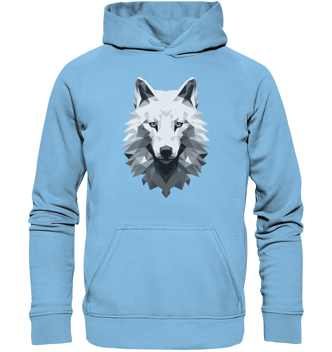 Kinder Hoodie mit Wolfmotiv "Polygon Weißer Wolf"